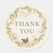 Daisy Wildblume Wreath Vielen Dank Runder Aufkleber (Vorderseite)