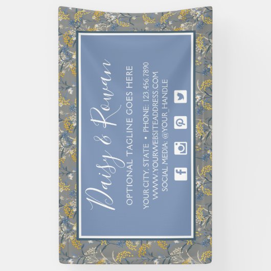 Daisy Wildblume & Yellow Rowan Berries Floral Banner (Vertikal)
