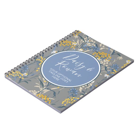 Daisy Wildblume & Yellow Rowan Berries Floral Notizblock (Linke Seite)