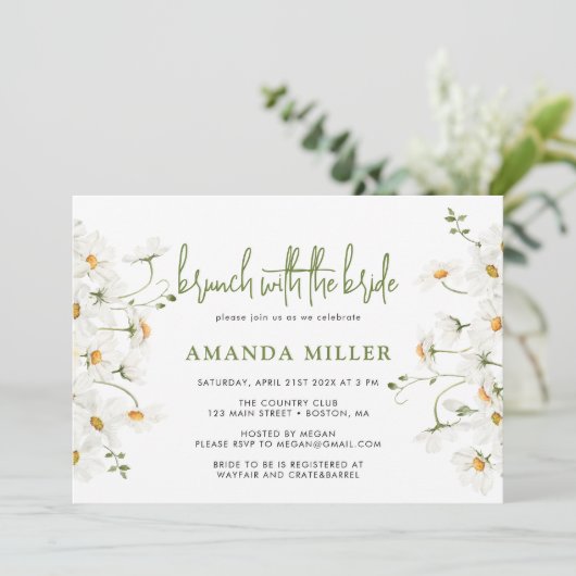 Daisy Wildblumen Brautparty Brunch Einladung (Stehend Vorderseite)