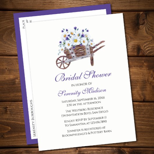 Daisy Wildblumen Brautparty Einladungspostkarte