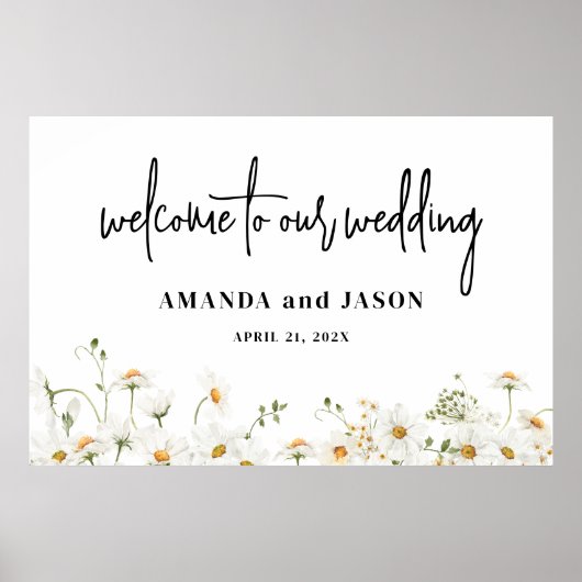 Daisy Wildblumen Wedding Welcome Sign Poster (Vorne)