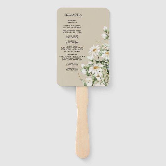 Daisy Wildflower Boho Wedding Program Hand Fan Fächer (Rückseite)