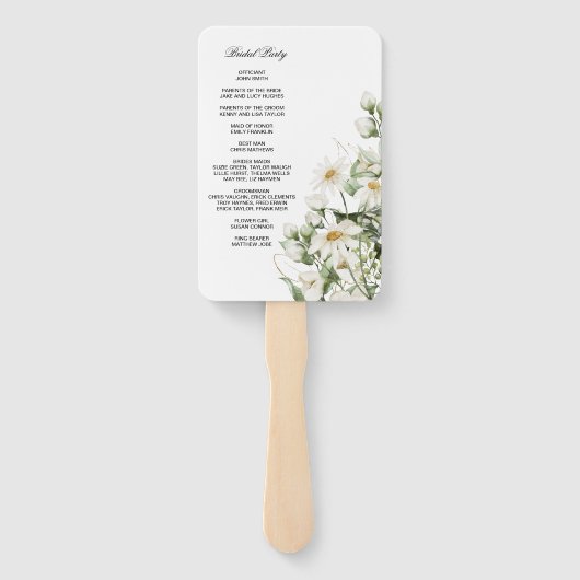 Daisy Wildflower Boho Wedding Program Hand Fan Fächer (Rückseite)