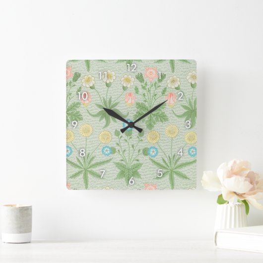 Daisy, William Morris Quadratische Wanduhr (Zuhause)