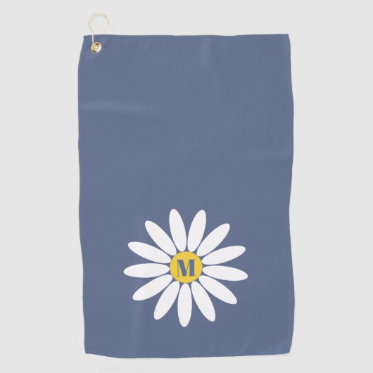 Daisy with Initial Blue Golfhandtuch (Vorderseite)