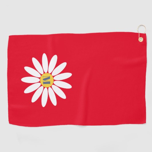 Daisy with Initial Golfhandtuch (Horizontal)