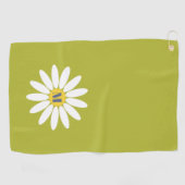 Daisy with Initial Lime Green Golfhandtuch (Horizontal)