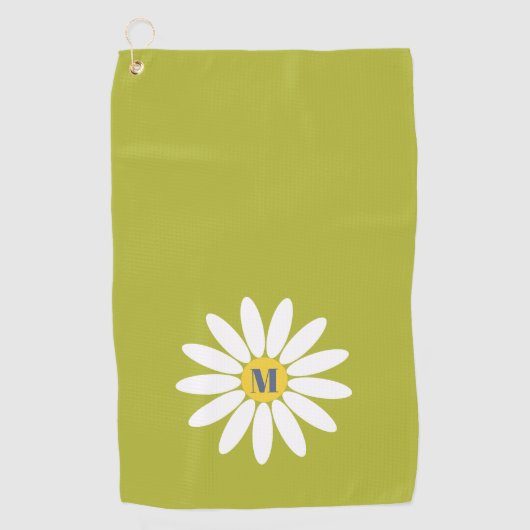 Daisy with Initial Lime Green Golfhandtuch (Vorderseite)
