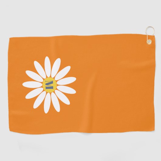 Daisy with Initial Orange Golfhandtuch (Horizontal)