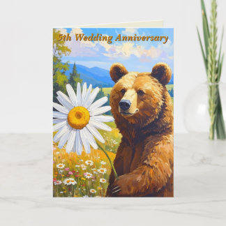 Daisy & Wood Milestone Bear | 5. Hochzeitsjubiläum Karte