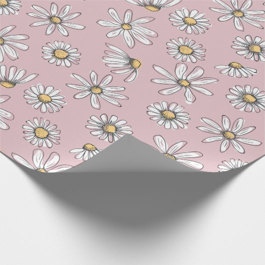 Daisy Wrapping Paper - Pink Geschenkpapier (Ecke)