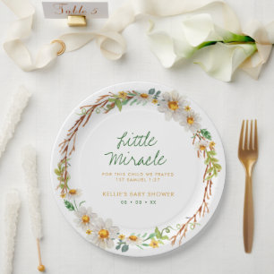Daisy Wreath Little Miracle Baby Shower Scripting Pappteller
