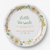 Daisy Wreath Little Miracle Baby Shower Scripting Pappteller (Vorderseite)