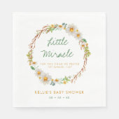 Daisy Wreath Little Miracle Baby Shower Scripting Serviette (Vorderseite)