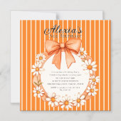 Daisy Wreath Orange Stripe Birthday Thin Magnetic Magneteinladung (Vorderseite)