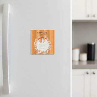 Daisy Wreath Orange Stripe Birthday Thin Magnetic  Magneteinladung