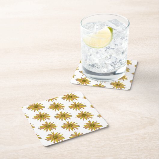 Daisy Yellow Blume Painting Pattern Rechteckiger Pappuntersetzer (Vor Ort)
