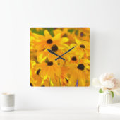 Daisy Yellow Flowers Blumenuhr Quadratische Wanduhr (Zuhause)