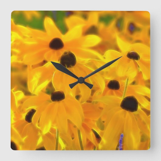 Daisy Yellow Flowers Blumenuhr Quadratische Wanduhr (Vorderseite)