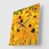 Daisy Yellow Flowers Blumenuhr Quadratische Wanduhr (Winkel)
