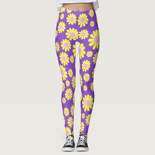Daisy Yellow Lila Leggings (Vorderseite)