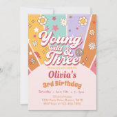 Daisy Young Wild 3. Geburtstag Einladung (Vorderseite)