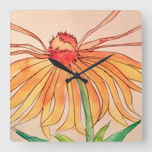 Daisyclock Quadratische Wanduhr (Vorderseite)