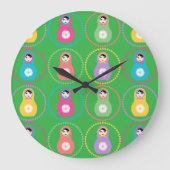 Daisyflower Matryoshka Große Wanduhr (Vorderseite)