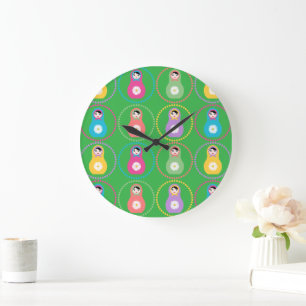 Daisyflower Matryoshka Große Wanduhr