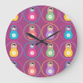 Daisyflower Matryoshka Große Wanduhr (Vorderseite)