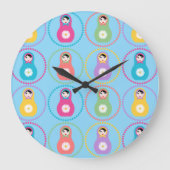 Daisyflower Matryoshka Große Wanduhr (Vorderseite)