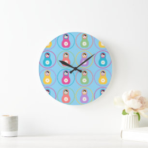 Daisyflower Matryoshka Große Wanduhr