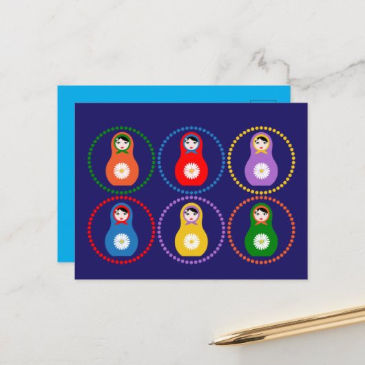 Daisyflower Matryoshka Postkarte (Vorderseite/Rückseite Beispiel)