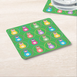 Daisyflower Matryoshka Rechteckiger Pappuntersetzer