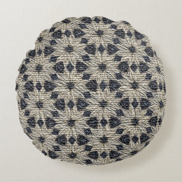 Daisys Blue Imitats Burlap Design Rundes Kissen