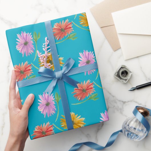 DaisyTrio Blue Wrapping Paper Geschenkpapier (Schenken)