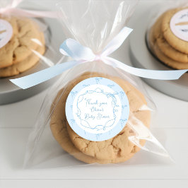 Daity bow blue hand gezeichnet Wavy Frame danke Runder Aufkleber