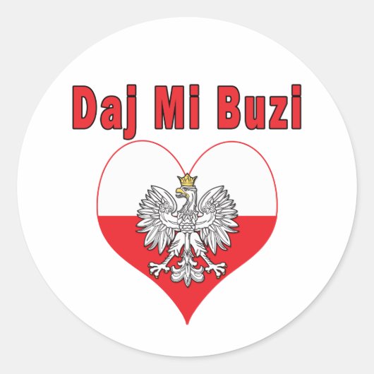 Daj Mi Buzi Eagle Heart Runder Aufkleber (Vorderseite)