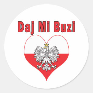 Daj Mi Buzi Eagle Heart Runder Aufkleber