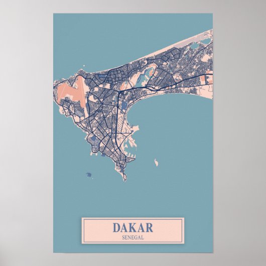 Dakar Senegal Afrika Windige Stadtkarte Reise Poster (Vorne)