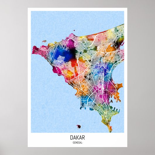 Dakar Senegal City Map Poster (Vorne)