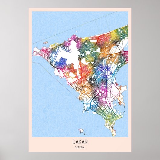 Dakar Senegal City Map Poster (Vorne)