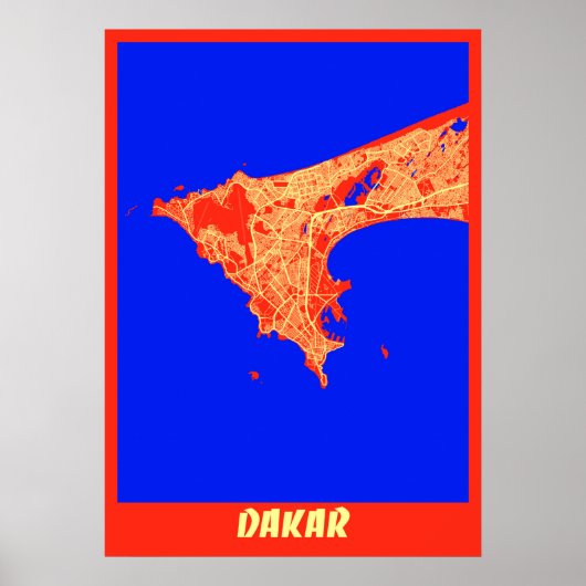 Dakar - Senegal Retro City Map Poster (Vorne)