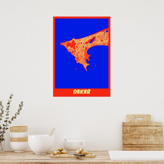 Dakar - Senegal Retro City Map Poster (Küche)