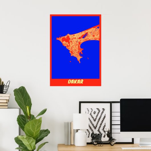 Dakar - Senegal Retro City Map Poster (Heimbüro)