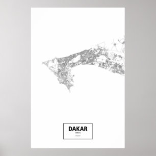 Dakar, Senegal (schwarz auf weiß) Poster