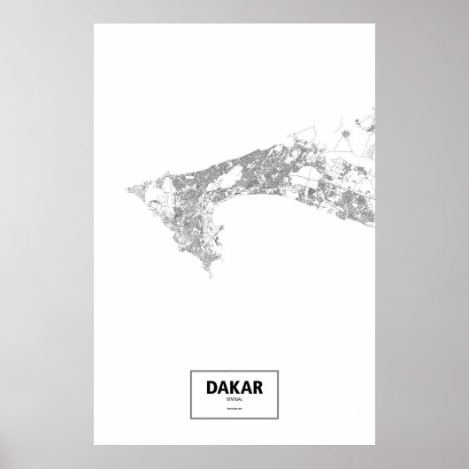 Dakar, Senegal (schwarz auf weiß) Poster (Vorne)