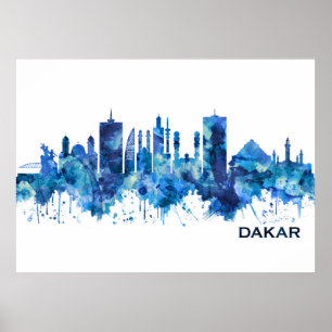 Dakar Senegal Skyline Blue Poster