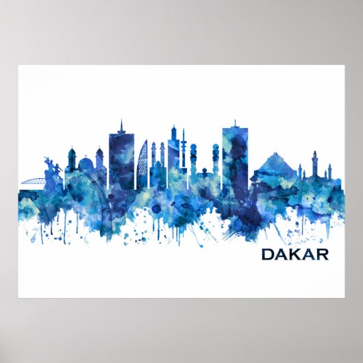 Dakar Senegal Skyline Blue Poster (Vorne)